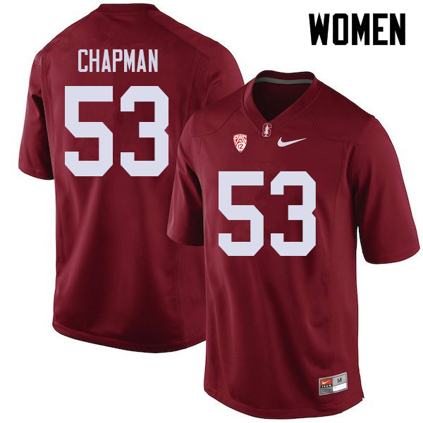 Women #53 Jack Chapman Stanford Cardinal College Football Jerseys Sale-Cardinal